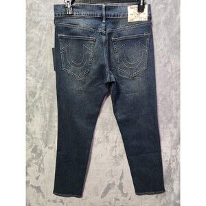 NWT True Religion Denim Jeans Mens 33x31 Geno Slim No Flap Relaxed Dark Wash